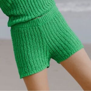 Zara green loose knit shorts